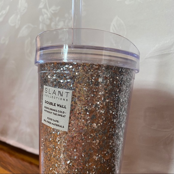 NWT Silver Sparkle Tumbler with Straw - Picture 6 of 7